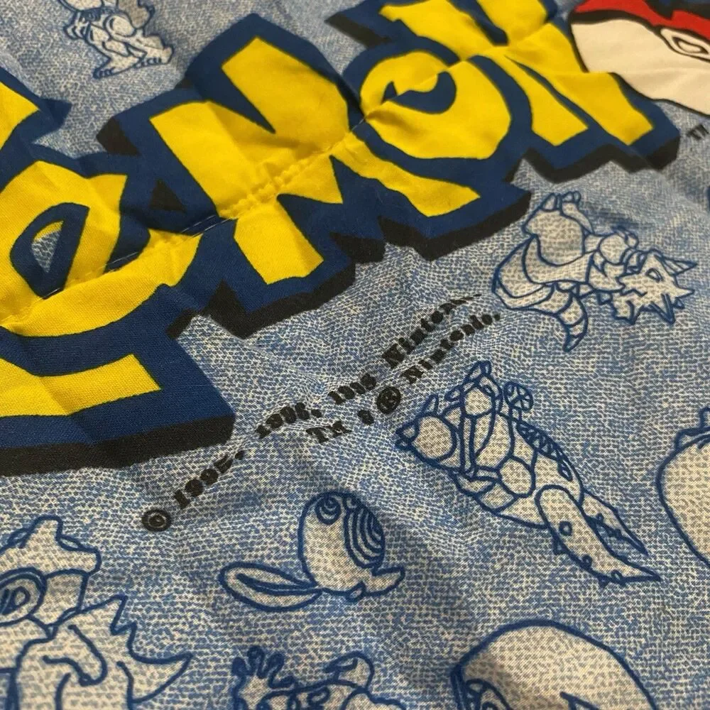 Vintage Pokémon Comforter Blanket Twin XL Bed Cover Nintendo 1998 Pikachu Eevee